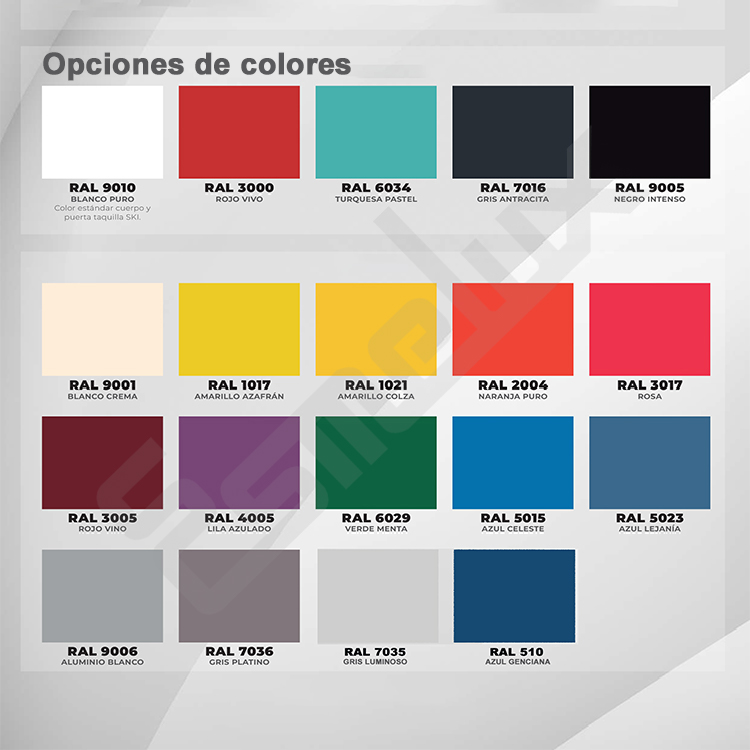 Diferentes opciones de colores para las mini consignas